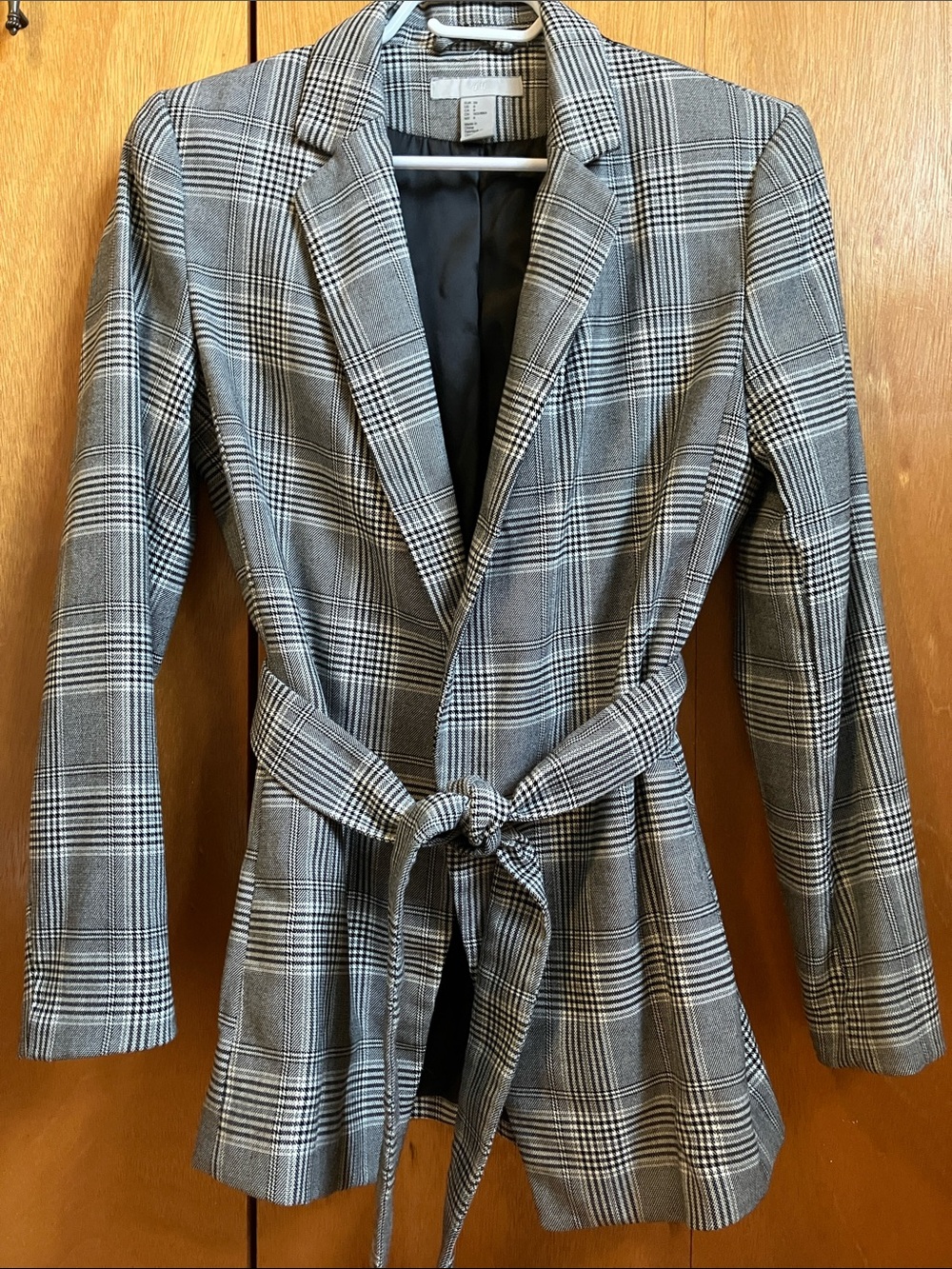 H&M Plaid Belted Blazer - Gray